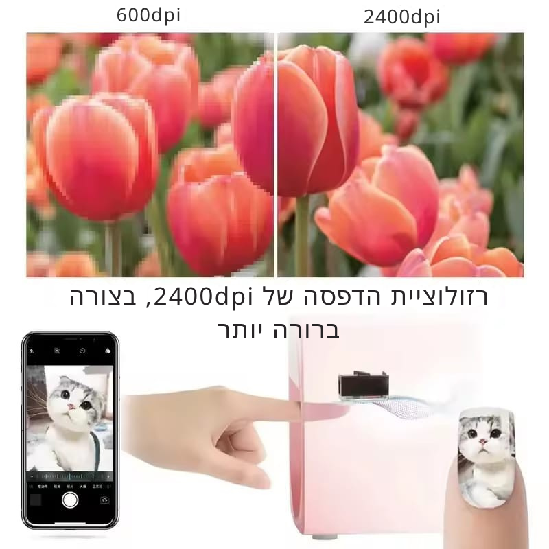 מדפסת ציפורניים חכמה 3D מבית לדמטיק ישראל 💅✨
הדפסה מדויקת ברזולוציית 2400 DPI | תמיכה ב-WiFi ו-DIY | לבית ולמכון היופי